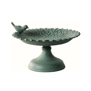 Metal Bird Bath Stake with Green Patina <b>for</b> <b>Outdoor</b> Garden or Yard Use Ornamental Feature <b>for</b> Lawn Care - Product Image 1