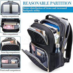 Venta al por mayor de mochilas unisex con cierre de cremallera de gran capacidad y cierre suave, bolsas con logotipo personalizado, calidad superior, función USB de poliéster - Product Image 2