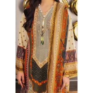 Traje de chifón de 3 piezas sin coser para mujer con bordado para uso diario - Product Image 1