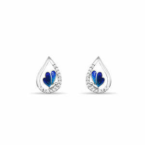 NOVAMART Fine Zarkan Mystical Butterflies 925 <b>Silver</b> <b>Drop</b> <b>Earrings</b> Gold Plated with 18K Rose Diamond and Bezel Setting Screw Sha - Product Image 2