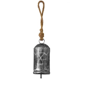 Campanas de vaca de hierro fundido de plata antigua Vintage Navidad colgante Metal rústico campana de la suerte técnica plateada suministro mayorista - Product Image 3