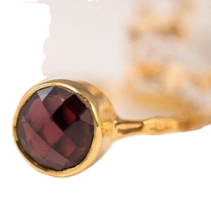 Anillos hechos a mano de plata de ley 92,5 con oro pulido Natural granate, piedras preciosas facetadas redondas y en forma de lágrima - Product Image 2