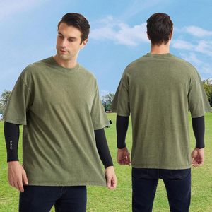 T-shirts surdimensionnés pour hommes T-shirt délavés à l'acide 100% coton coupe ample personnalisée 220 grammes T-shirt teint en plaine pour hommes - Product Image 5