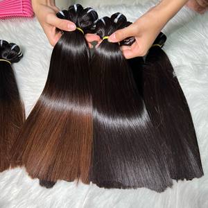 Listo para enviar Puntas negras y marrones Cabello humano virgen 12A Grado Hueso recto Vietnam Extensiones de cabello humano Paquete de cabello crudo - Product Image 1