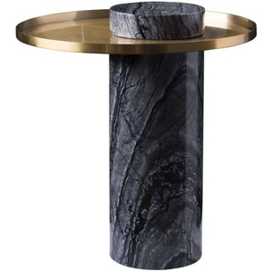 Table basse et table d'appoint de luxe pour la maison et l'hôtel, de forme ronde, avec plateau en poudre noire et base plaquée or, au look élégant. - Product Image 5
