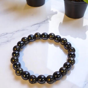 Cristales Amayra, piedra semipreciosa de alta calidad, artesanía, piedras preciosas, pulsera de hematita de pirita estirable, banda de mano de cristal Natural - Product Image 1