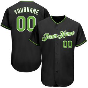 Maillot de baseball authentique noir néon vert-blanc personnalisé - Product Image 1