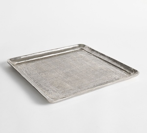 Vintage Silver Casted Square Metal Serving Tray With Raised <b>Edge</b> For Home <b>Decor</b> Hotel Restaurant Kitchen Table Display Use - Product Image 1