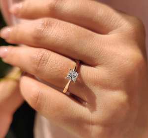 Anillo de Diamante de Lujo de 1 Quilate Cultivado en Laboratorio para Mujer, Oro Amarillo de 14k, Joyería de Compromiso, Envío Directo del Fabricante al por Mayor - Product Image 1