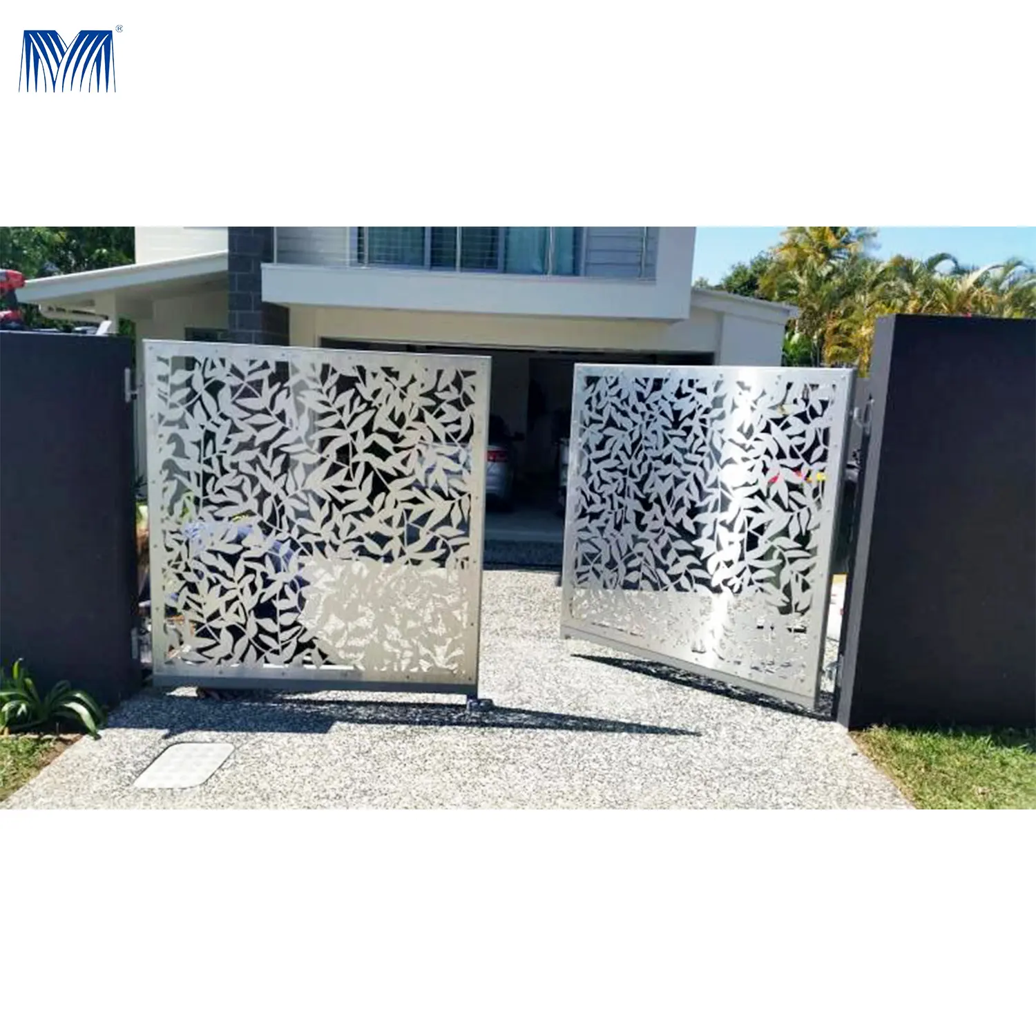 Commercio di accesso per hotel tagliafuoco design tubolare moderno diverso nelle filippine cancello moderno in alluminio per recinzione a battente