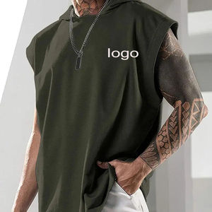 เสื้อแขนกุดมีฮู้ดแขนกุดสำหรับผู้ชายเสื้อกล้ามทรงกล้ามมีฮู้ดสำหรับเล่นกีฬาฟิตเนส - Product Image 5