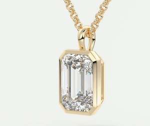 Esmeralda Bisel Set Colgante Collar VVS Moissanite Baguette Dos Tonos Plata Hip Hop Iced Out Diseño Oro Material Principal - Product Image 2