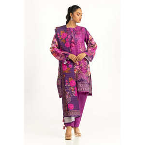 Ensemble de costume d'hiver pour femmes IUSTKSD-1277, imprimé Khaddar, 3 pièces, 100% coton - Product Image 4