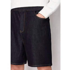 Shorts Bermuda en Denim Bleu Foncé pour Homme, Taille Mi-Haute, Fermeture Élastique, Style Décontracté avec Poches, Tissu 100% Coton Toile - Product Image 4