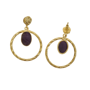 Pendientes de Latón de Moda para Exportación, Venta al por Mayor, Piedra Semipreciosa Natural, Textura Mate de Latón, Sin Níquel, Duraderos, Premium, Listos para B2B - Product Image 6