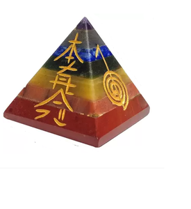Gran oferta de la mejor calidad, Pirámides de Chakra naturales, símbolo de Reiki, conjunto grabado por Alif, cristal y ágata DE LA India - Product Image 4