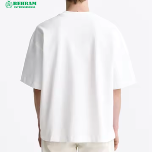T-shirt pour homme 100% coton, qualité luxe, col rond côtelé, coupe oversize, manches classiques, écologique, respirant, streetwear, uni - Product Image 6