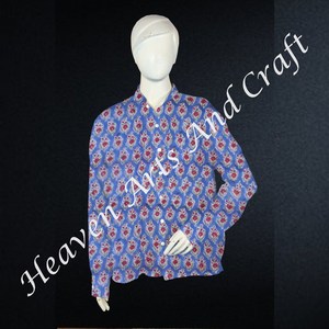 Casual para mujer bloque de mano impreso Floral algodón étnico desgaste indio verano camisa India y Pakistán ropa - Product Image 3