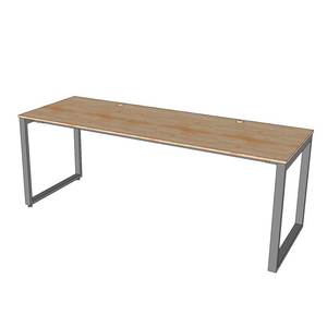 Escritorio de Oficina Rectangular Minimalista Moderno de Roble con Superficie de Madera de Caucho Resistente y Patas de Hierro - Product Image 4