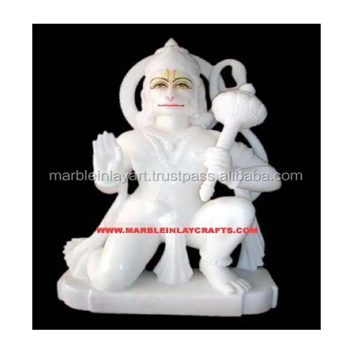 Wit Marmer Makrana Lord Shri Hanuman Ji Stone Standbeeld Nieuwe Ontwerp Pure Handgemaakte Marmer God Sculptuur