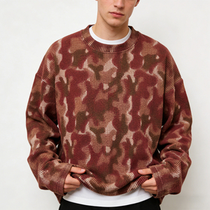 Sweat à capuche tendance pour homme en tricot gaufré doux avec strass, coupe classique, confortable, style streetwear décontracté, 100 % coton, écologique - Product Image 1