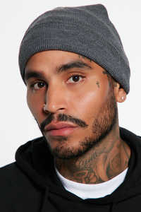 Classic Folded Cuff Grey Knit Beanie Soft 100% Cotton Ribbed <b>Vintage</b> Cycling <b>Hat</b> with Custom Logo Embroidery for Unisex Adults - Product Image 2