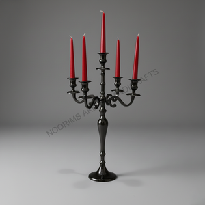 Candélabre en aluminium noir à 5 bras écologique résistant à la chaleur table mariage pièce maîtresse de noël porte-bougie exportateur - Product Image 2