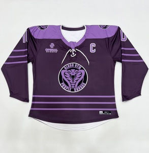 Maillot de hockey sur glace unisexe en polyester de haute qualité, personnalisable, réversible, impression par sublimation, OEM, conception gratuite, haute qualité - Product Image 1