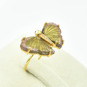 925 solide en argent Sterling bijoux fins bague Antique Tourmaline papillon pierre précieuse à la mode bague de mariage pour les femmes grossiste - Product Image 3