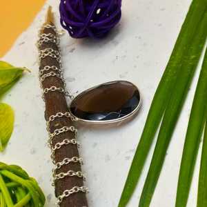 Plata de Ley 925 facetado cuarzo ahumado piedra preciosa hecho a mano diseñador forma ovalada collar de cuerda joyería fina para boda - Product Image 6