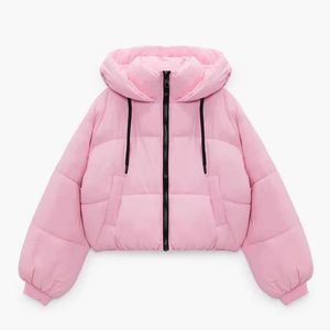 2025 colección caliente nuevo diseño Casual mujer Puffer chaqueta de invierno 100% poliéster acolchado Crop algodón relleno bordado - Product Image 1