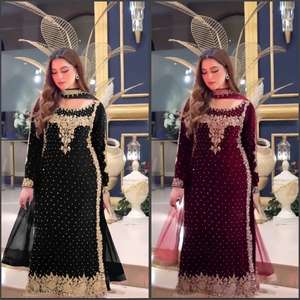 Effortless Glamour & Rich Style Elegant Ethnic Velvet <b>Kurtis</b> with Embellished Dupatta & Pants for Women - Product Image 5
