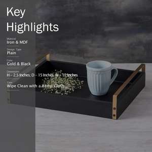 Luxe noir personnalisé hôtel acrylique Table de service plateau de nourriture rectangle plateau en bois marron MDF plateau de service en bois perle décorative - Product Image 3