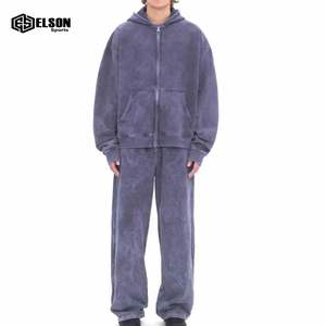 Streetwear coupé et cousu avec logo personnalisé pour hommes pull à capuche évasé pantalon de survêtement délavé à l'acide survêtement vintage - Product Image 4