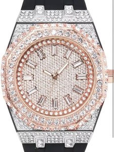 Hot <b>Sale</b> Modern Iced Out Rose Gold Dial Silicone Moissanite Diamond Watch for <b>Gifting</b> Parties and Daily Wear Available for <b>Sale</b> - Product Image 5