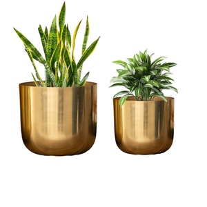 Magnifique jardinière décorative en métal pour la maison, l'hôtel et le jardin, décoration intérieure et extérieure avec support en bois - Product Image 2