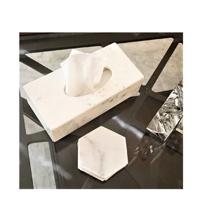Boîte à mouchoirs en marbre de haute qualité pour le bureau, accessoires de cuisine décoratifs faits à la main, brillants, polis, bon marché - Product Image 1