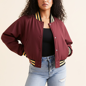 Chaqueta Universitaria Corta de Talla Grande, Resistente al Viento, con Parches de Chenilla Personalizados, Logotipo, Estilo Urbano, con Botones - Product Image 3