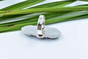 Handmade White Buffalo Sterling Silver Adjustable Crawler <b>Statement</b> <b>Ring</b> for Women for Weddings and Parties - Product Image 2