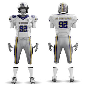 Conjunto de uniforme de fútbol americano para adultos jóvenes superventas, aparejos de sublimación transpirables totalmente personalizados, entrenamiento impreso de sarga - Product Image 1