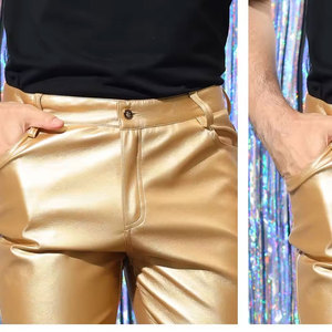 Pantalones de cuero de color sólido para exteriores, ropa informal, pantalones de cuero para hombre, pantalones de cuero superventas - Product Image 5