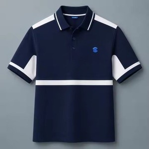 Chemise décontractée à manches courtes pour homme, col contrastant, respirante, pour le golf, l'été, le sport, avec logo personnalisé - Product Image 1