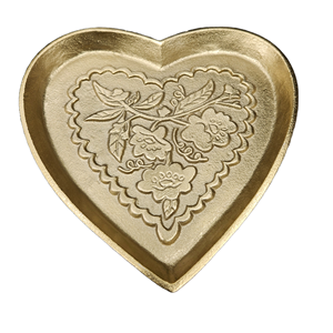 Plateau en forme de coeur fabriqué à la main plateau de service doré luxueux décoratif de table conception arrachée plateau en métal haute tendance - Product Image 1