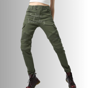 Pantalones de Montar Unisex para Mujer, Ropa Deportiva a Prueba de Viento, de Mezclilla, Ajustada, para Carreras de Motociclistas - Product Image 4