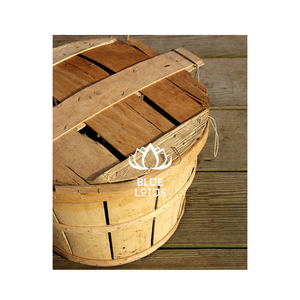 Wooden Bushel Crab <b>Basket</b> <b>With</b> <b>Lid</b> / Wooden Crab Seafood Fruit Storage Eco-friendly Rustic <b>Baskets</b> Blue Lotus +84966274584 - Product Image 1