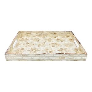 Bandeja de servicio multiusos amarilla hecha a mano con el mejor diseño, calidad decorativa para el hogar, artesanías, bandejas reales de Royal Trays - Product Image 3