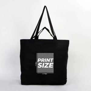 Custom Printed <b>Foldable</b> Medium-Sized Cotton Shopping <b>Bag</b> with Black Clutch 19 16 4 cm Heat Transfer Letter Pattern for Foods - Product Image 2