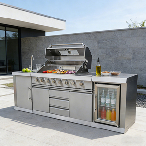 Parrilla de Exterior Hyxion de Acero Inoxidable 304, Cocina Integrada, Estufa de Gas de Doble Uso, Parrilla para Asar <span class=keywords><strong>con</strong></span> <span class=keywords><strong>Asador</strong></span> Giratorio - Product Image 1