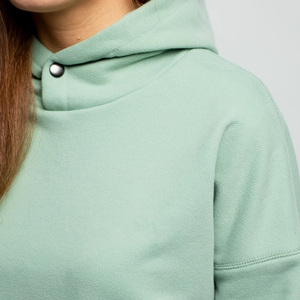 เสื้อแจ็คเก็ตผ้ายืดมีฮู้ดสำหรับผู้หญิงโอเวอร์ไซส์แจ็คเก็ตผ้ายืดมีกระดุมสแนปไซส์ใหญ่พิเศษ - Product Image 6