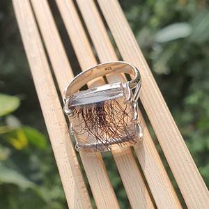 Haute qualité 925 en argent Sterling hommes anneaux de mariage Original carré noir rutile Quartz Triple bande en gros bijoux fins - Product Image 6